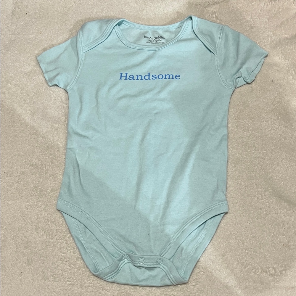 5/$30 Light Blue 'Handsome' Bodysuit